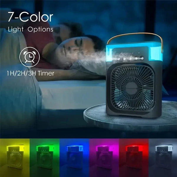 3 In 1 Fan Air Conditioner Small Water Air Cooler LED Lights Air Cooling Fan