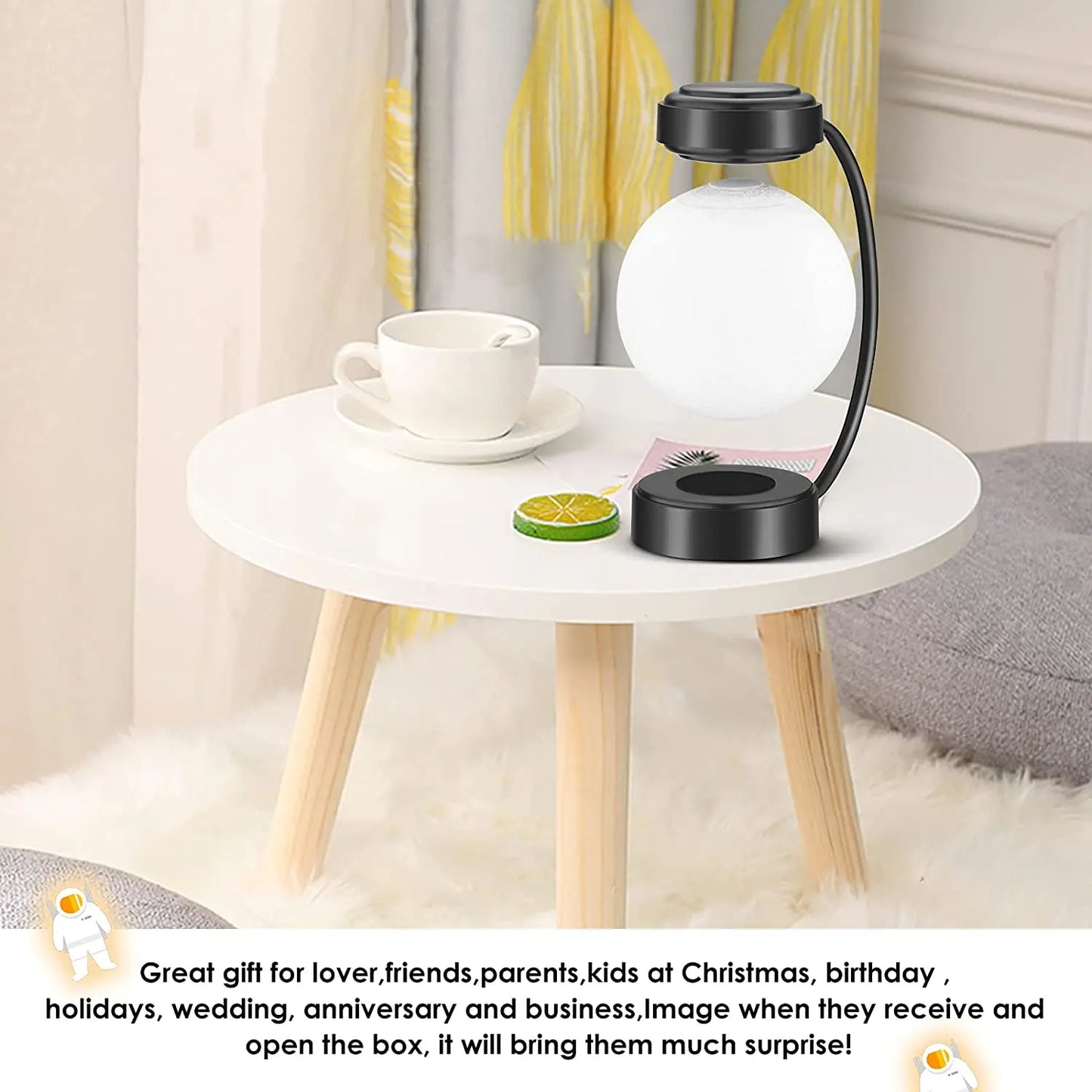 3D LED Moon Night Light Wireless Magnetic Levitating Rotating Floating Ball Lamp For School Office Bookshop Home Decoration