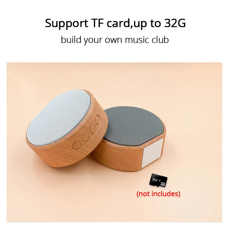 Mini Wood Bluetooth Speaker Portable Outdoor Wireless Support AUX TF