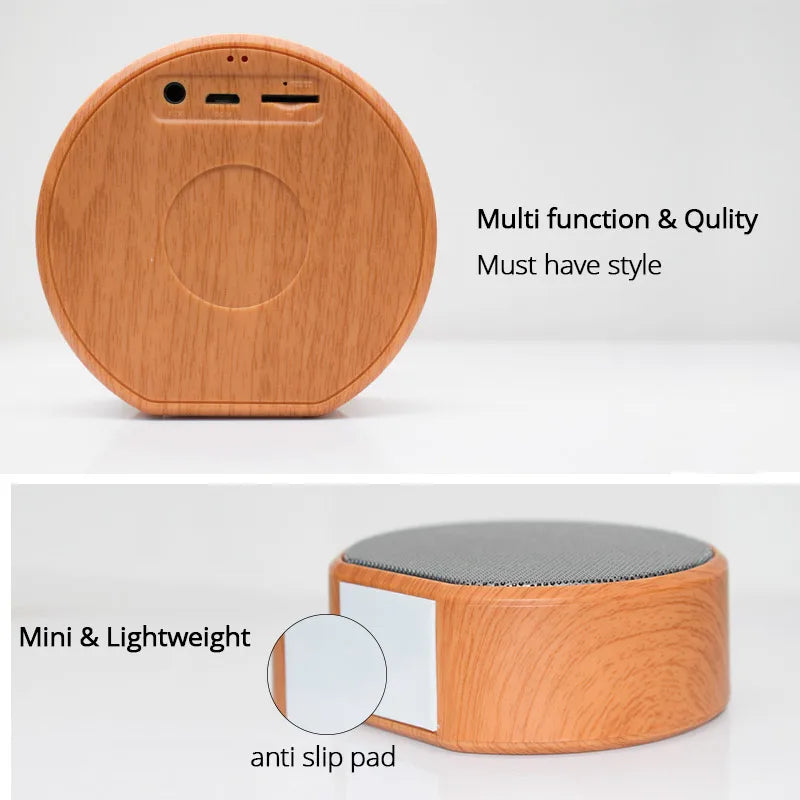 Mini Wood Bluetooth Speaker Portable Outdoor Wireless Support AUX TF