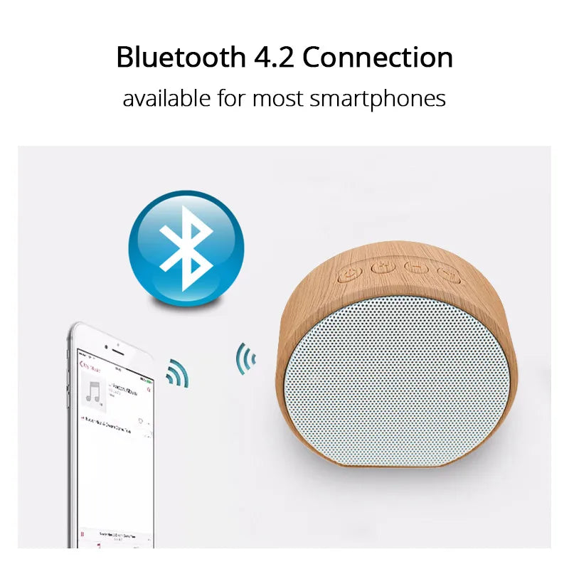 Mini Wood Bluetooth Speaker Portable Outdoor Wireless Support AUX TF